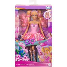 Mattel JCP76 Barbie Fata con bacchetta stellata capelli bondi ali e outfit cambia colore in acqua