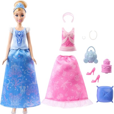 Mattel JCR95 Disney Princess Cenerentola 2 storie in 1 Cenerentola alla moda con 2 look intercambiabili e 9 accessori