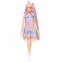 Mattel JCT72 Barbie Bambola Fun & Fancy con lunghissimi capelli biondi ed extension abito metalizzato e accessori