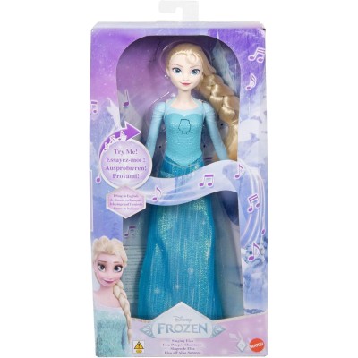 Mattel JDL58 Disney Frozen Elsa cantante con look ispirato al film bambola che canta 'All'alba sorgerò' in 4 lingue