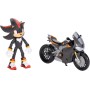 Jakks Pacific 424064 Sonic 3 Movie Shadow con Motocicletta Shadow articolato e motocicletta con Ruote Mobili