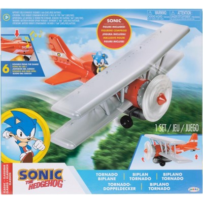 Jakks Pacific 423284 Sonic the Hedgehog Biplano Tornado con Sonic 6cm elica rotante e 6 effetti sonori