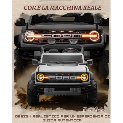 Auto Macchina Elettrica per Bambini 24V Ford Bronco Raptor Fuoristrada 2 Posti con Telecomando