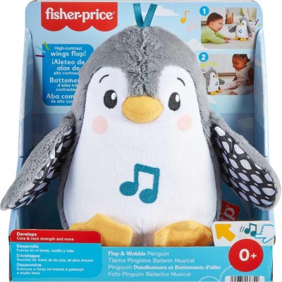 Fisher-Price HNC10 Pinguino Dolci Coccole peluche sensoriale con musica e ali che si muovono per il gioco interattivo