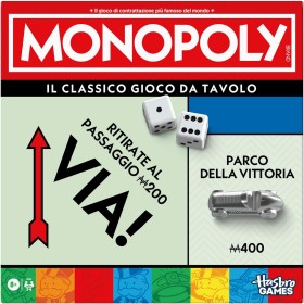 Monopoly Gioco classico da tavolo con vaschetta-contenitore e pedine più grandi - Versione italiana