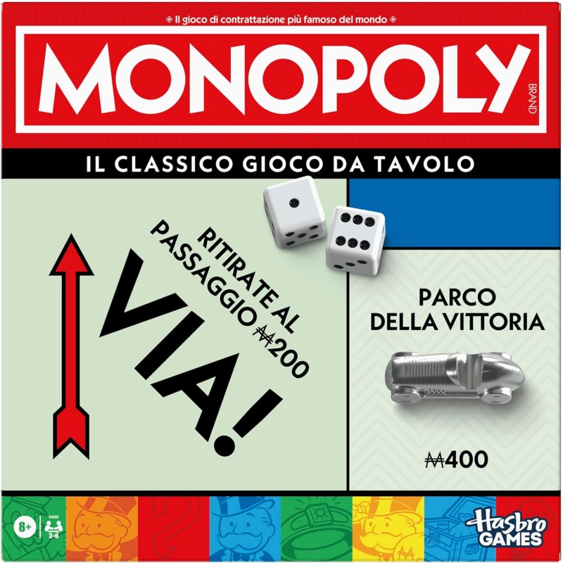 Gioco da tavolo Monopoly vintage del 1985 - Parker Brothers Classic - Italia