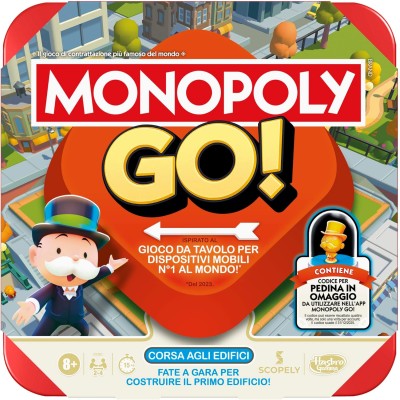 Hasbro G1291 Monopoly Go! Gioco da tavolo Versione italiana con codice per pedina esclusiva nell'App