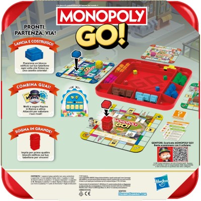 Hasbro G1291 Monopoly Go! Gioco da tavolo Versione italiana con codice per pedina esclusiva nell'App