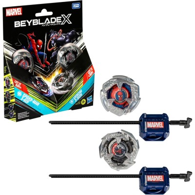 Hasbro G0288 Beyblade X Marvel - Spider-Man 3-60F vs. Venom 3-80N beyblade con lanciatori