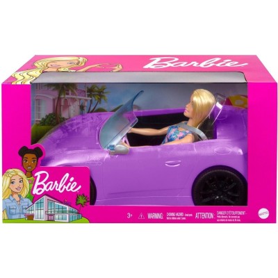 Mattel HBY29 Barbie Auto decappottabile viola con Barbie