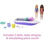 Mattel HJK58 Barbie Mermaid Power Playset con 2 Bambole Malibu e Brooklyn e Barca per 4 Bambole con Accessori Inclusi