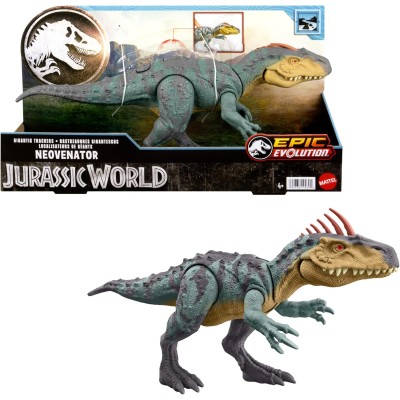 Mattel HTK78 Jurassic World Predatori Giganti Neovenator 35cm con azione d'attacco cresta evoluta e dettagli realistici