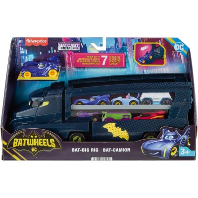 Fisher-Price HMX07 DC Batwheels Bat-Autotreno con rampa e veicolo Bam Batmobile in scala 1:55 incluso