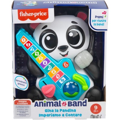 Fisher Price HYL03 Animal Band Gina la Pandina Impariamo a Contare interattivo con 10 tasti 70 canzoni, luci, suoni e microfono