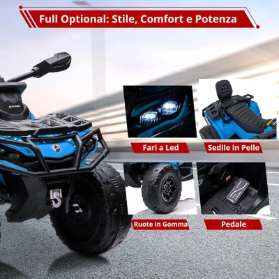 Can-Am Renegade 24V Quad Elettrico per Bambini a 2 Posti ATV con Ruote in Gomma 4 Motori Cinture di Sicurezza