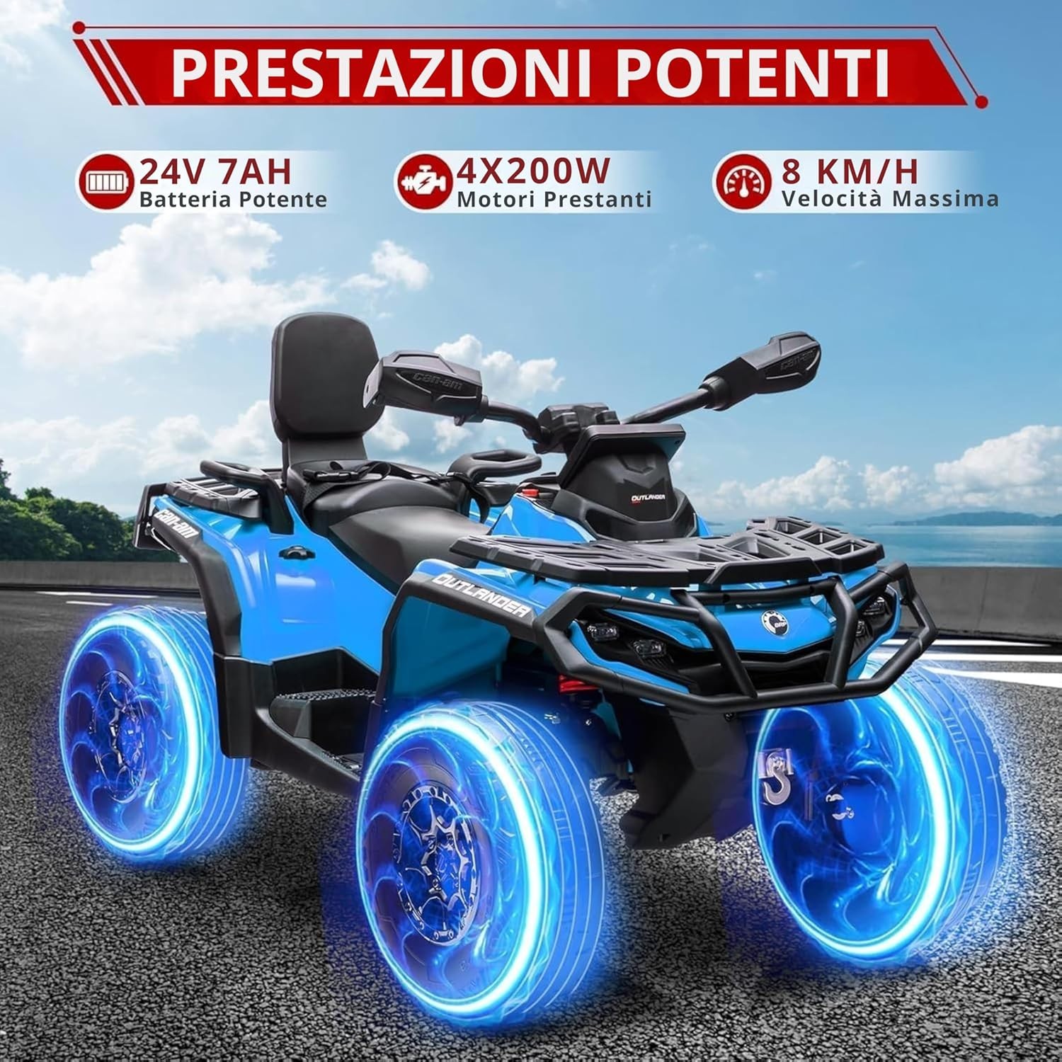 Can-Am Renegade 24V Quad Elettrico per Bambini a 2 Posti ATV con Ruote in Gomma - Foto 30 di 41