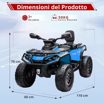 Can-Am Renegade 24V Quad Elettrico per Bambini a 2 Posti ATV con Ruote in Gomma 4 Motori Cinture di Sicurezza