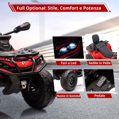 Can-Am Renegade 24V Quad Elettrico per Bambini a 2 Posti ATV con Ruote in Gomma 4 Motori Cinture di Sicurezza