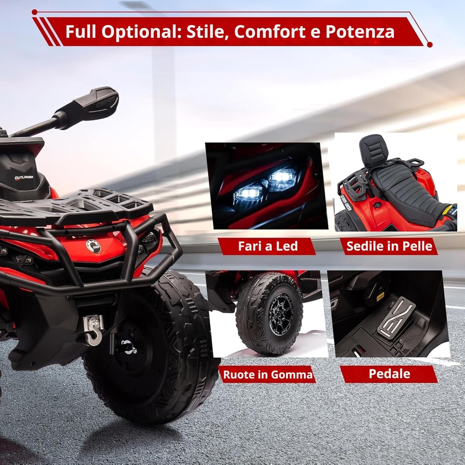 Can-Am Renegade 24V Quad Elettrico per Bambini a 2 Posti ATV con Ruote in Gomma - Foto 19 di 41