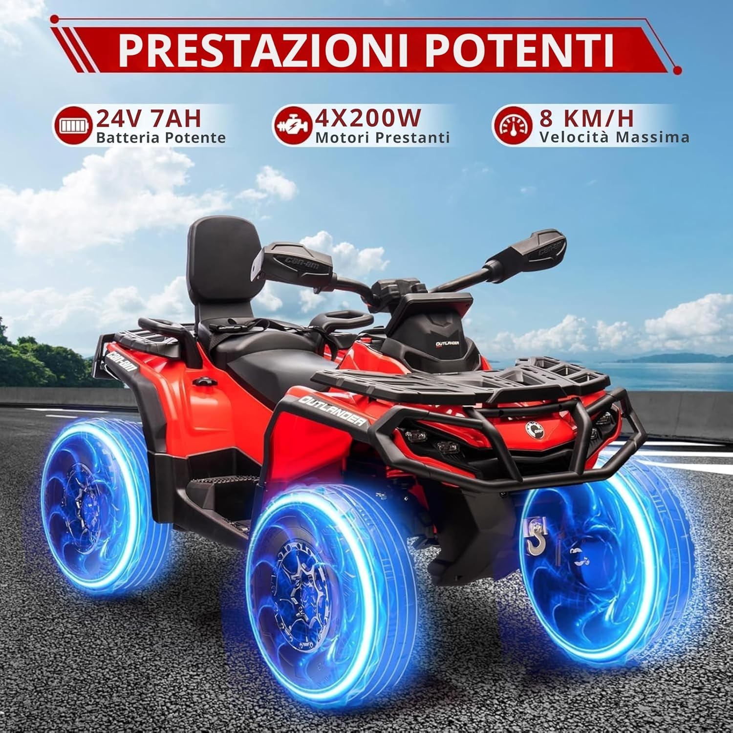 Can-Am Renegade 24V Quad Elettrico per Bambini a 2 Posti ATV con Ruote in Gomma - Foto 16 di 41