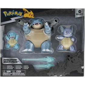 Rei Toys PK080100 Pokemon Multipack Evoluzione Tripla di Squirtle con Squirtle da 5cm Wartortle da 8cm e Blastoise da 12cm