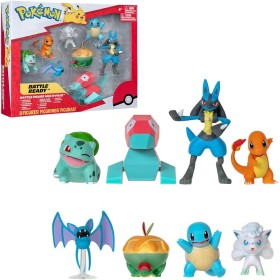 Rei Toys PK070300 Pokémon Confezione da 8 Pokémon con Bulbasar Charmander Nosferapti Goupix Dratatin Porygon Lucario