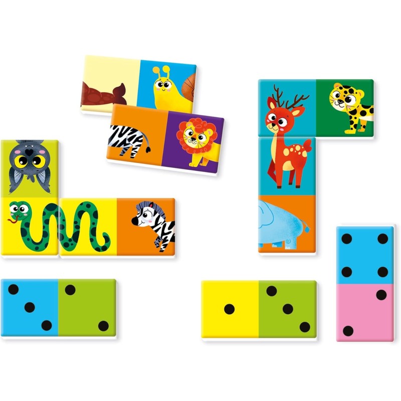 Clementoni Sapientino Domino Zahlen & Tiere – Lernspiel Ab 4 Jahren – 21 Karten – Made In Italy