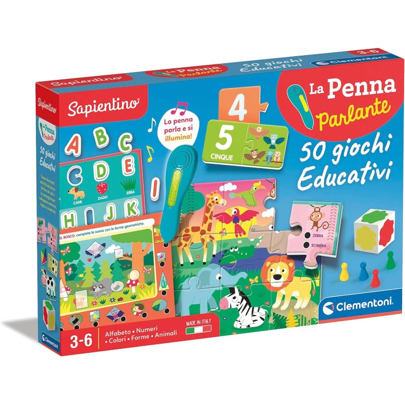 Clementoni 16799 Sapientino La Penna Parlante con 50 Giochi Educativi per Imparare Alfabeto Numeri Colori Forme e Animali