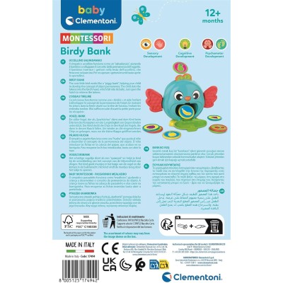 Clementoni 17494 Bird coins Box- Salvadanaio uccellino con metodo Montessori