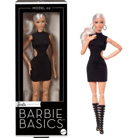 Mattel JBH71 Barbie Signature Basics Model 02 con mini abito e stivali neri corpo snodato e testa intercambiabile Mattel JBH71 Barbie Signature Basics Model 02 con mini abito e stivali neri corpo snodato e testa intercambiabile
