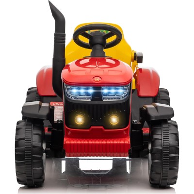 Trattore Elettrico per Bambini 12V con Rimorchio - Maxi Trattore Cavalcabile con ruote in gomma