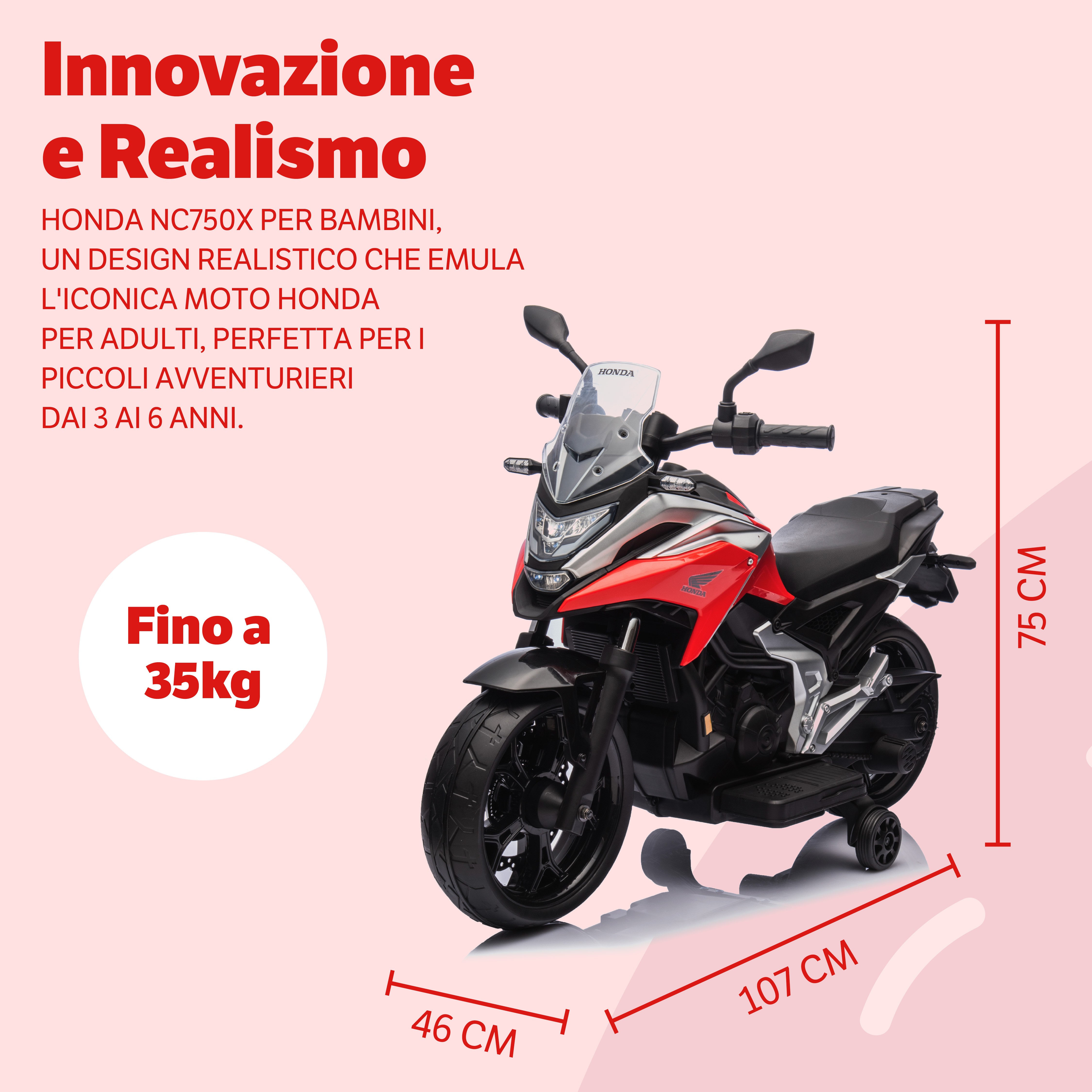 Moto Elettrica per Bambini Honda NC750X 12V Motocicletta con MP3 Accelleratore a - Foto 14 di 67