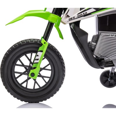 Moto Elettrica per Bambini 12V Super Cross Enduro con 2 Motori Potenti Acceleratore Manopola Ruote con Battistrada Bluetooth