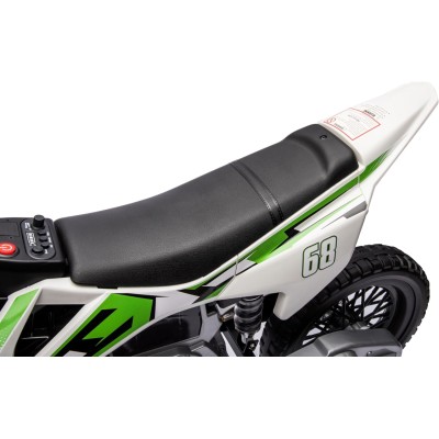 Moto Elettrica per Bambini 12V Super Cross Enduro con 2 Motori Potenti Acceleratore Manopola Ruote con Battistrada Bluetooth