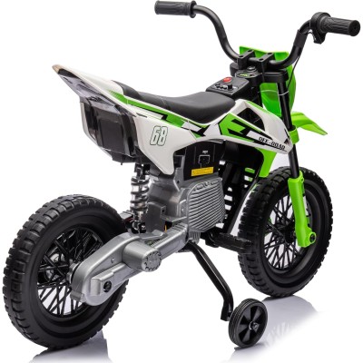 Moto Elettrica per Bambini 12V Super Cross Enduro con 2 Motori Potenti Acceleratore Manopola Ruote con Battistrada Bluetooth