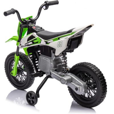 Moto Elettrica per Bambini 12V Super Cross Enduro con 2 Motori Potenti Acceleratore Manopola Ruote con Battistrada Bluetooth