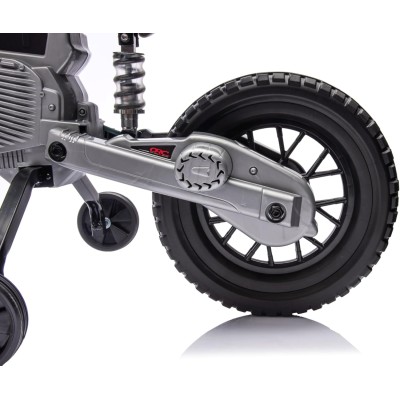 Moto Elettrica per Bambini 12V Super Cross Enduro con 2 Motori Potenti Acceleratore Manopola Ruote con Battistrada Bluetooth