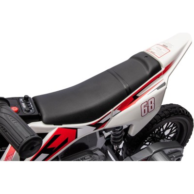 Moto Elettrica per Bambini 12V Super Cross Enduro con 2 Motori Potenti Acceleratore Manopola Ruote con Battistrada Bluetooth