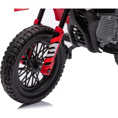 Moto Elettrica per Bambini 12V Super Cross Enduro con 2 Motori Potenti Acceleratore Manopola Ruote con Battistrada Bluetooth