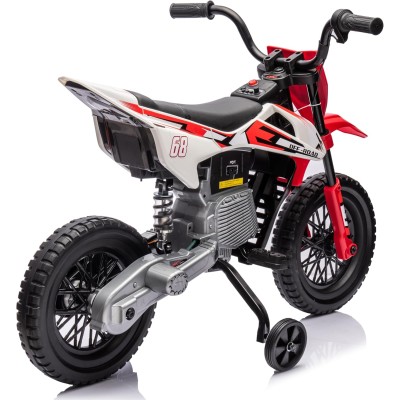 Moto Elettrica per Bambini 12V Super Cross Enduro con 2 Motori Potenti Acceleratore Manopola Ruote con Battistrada Bluetooth