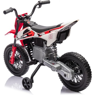 Moto Elettrica per Bambini 12V Super Cross Enduro con 2 Motori Potenti Acceleratore Manopola Ruote con Battistrada Bluetooth