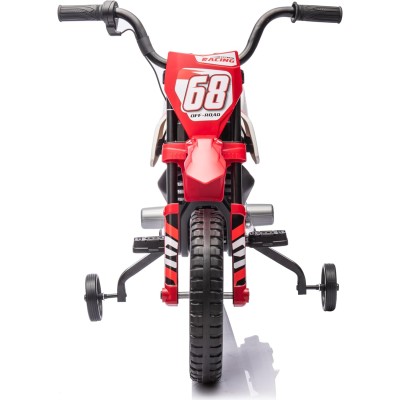 Moto Elettrica per Bambini 12V Super Cross Enduro con 2 Motori Potenti Acceleratore Manopola Ruote con Battistrada Bluetooth