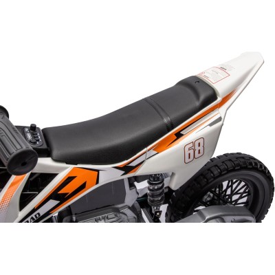 Moto Elettrica per Bambini 12V Super Cross Enduro con 2 Motori Potenti Acceleratore Manopola Ruote con Battistrada Bluetooth