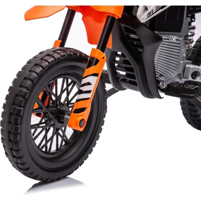 Moto Elettrica per Bambini 12V Super Cross Enduro con 2 Motori Potenti Acceleratore Manopola Ruote con Battistrada Bluetooth