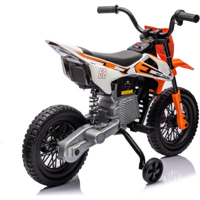 Moto Elettrica per Bambini 12V Super Cross Enduro con 2 Motori Potenti Acceleratore Manopola Ruote con Battistrada Bluetooth