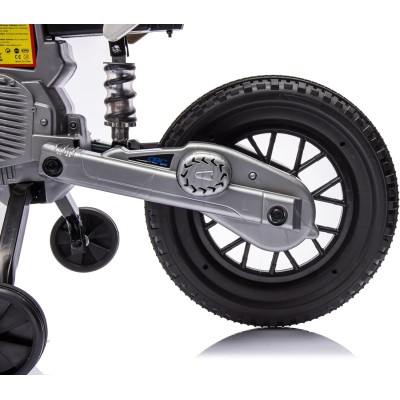 Moto Elettrica per Bambini 12V Super Cross Enduro con 2 Motori Potenti Acceleratore Manopola Ruote con Battistrada Bluetooth