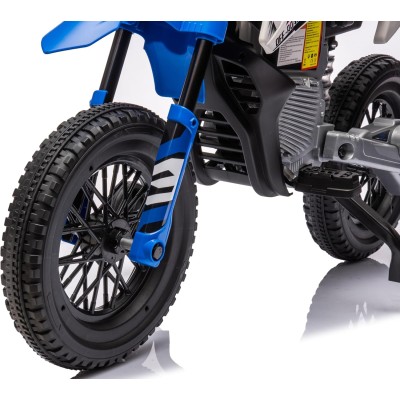 Moto Elettrica per Bambini 12V Super Cross Enduro con 2 Motori Potenti Acceleratore Manopola Ruote con Battistrada Bluetooth