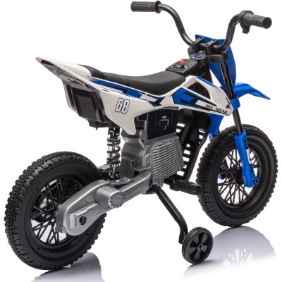 Moto Elettrica per Bambini 12V Super Cross Enduro con 2 Motori Potenti Acceleratore Manopola Ruote con Battistrada Bluetooth