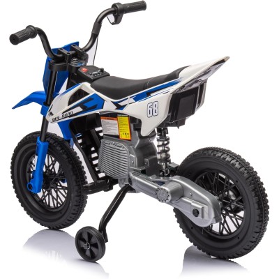 Moto Elettrica per Bambini 12V Super Cross Enduro con 2 Motori Potenti Acceleratore Manopola Ruote con Battistrada Bluetooth