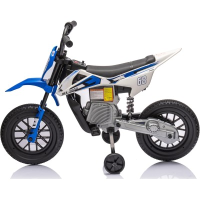 Moto Elettrica per Bambini 12V Super Cross Enduro con 2 Motori Potenti Acceleratore Manopola Ruote con Battistrada Bluetooth